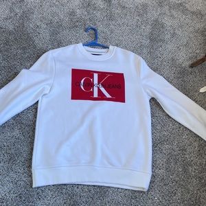 Calvin Klein Mens Small Crewneck Sweater White
